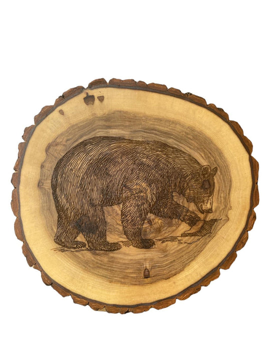 Wooden Engraved Cutting Board Bear Mountain Scene Cabin Rustic Country –  Footsteps in the Past