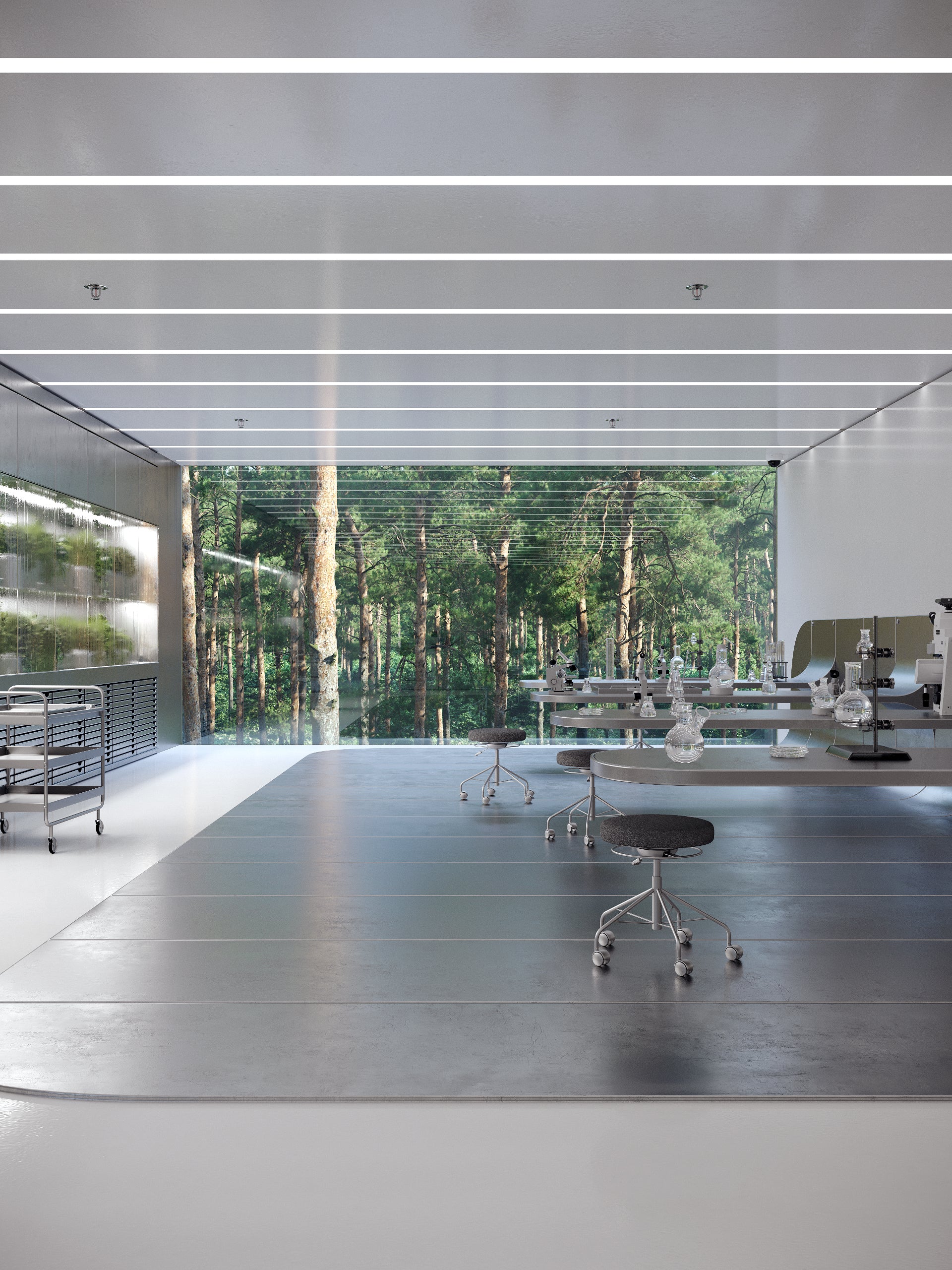 The NM-Laboratory-Realisitc interior 3d render-Perpective intérieure