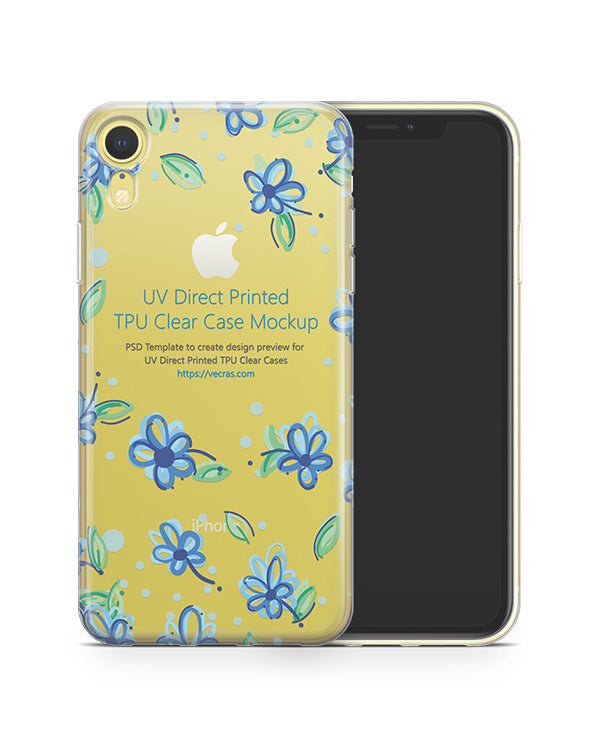 Apple iPhone XR UV TPU Clear Case Mockup 2018 - VecRas