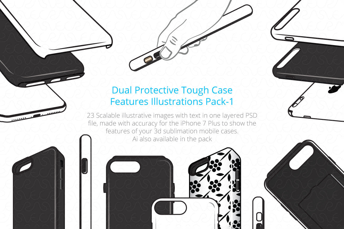 Download Dual Protective 3d Sublimation Tough Phone Case Feature Illustrations Vecras