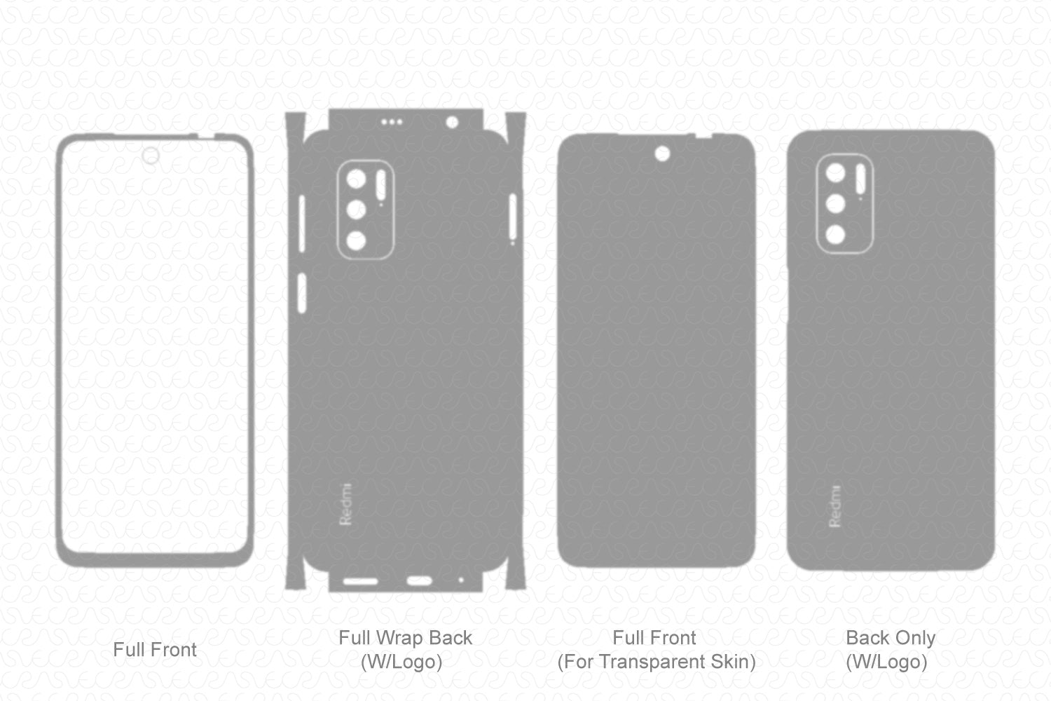 Redmi Note 10T 5G Skin Template Vector 2021