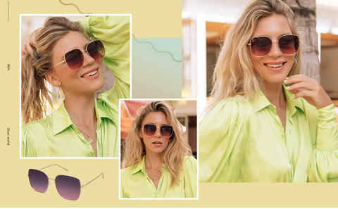 Trendy Oversized Square Metal Frame Sunglasses Flat Mirrored Lens UV Protection for Women Men