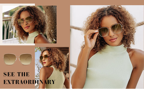 Trendy Oversized Square Metal Frame Sunglasses Flat Mirrored Lens UV Protection for Women Men