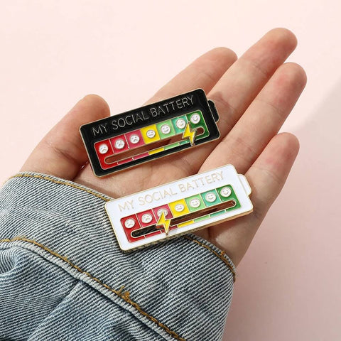 My Social Battery Pin Creative Lapel Slider Pin Fun Enamel Sentiment Pin 7 Days a Week