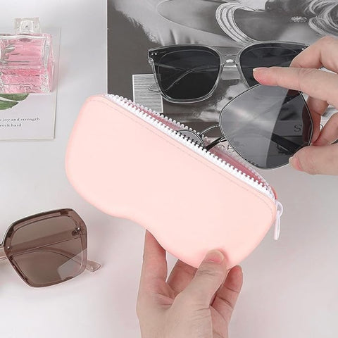Large Silicone Sunglasses Pouch Case with Zipper Eyeglasses Organizer Soft Bag