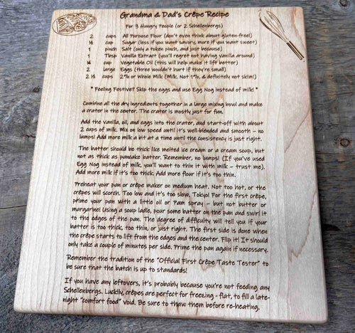 Recipe engraved cutting board 