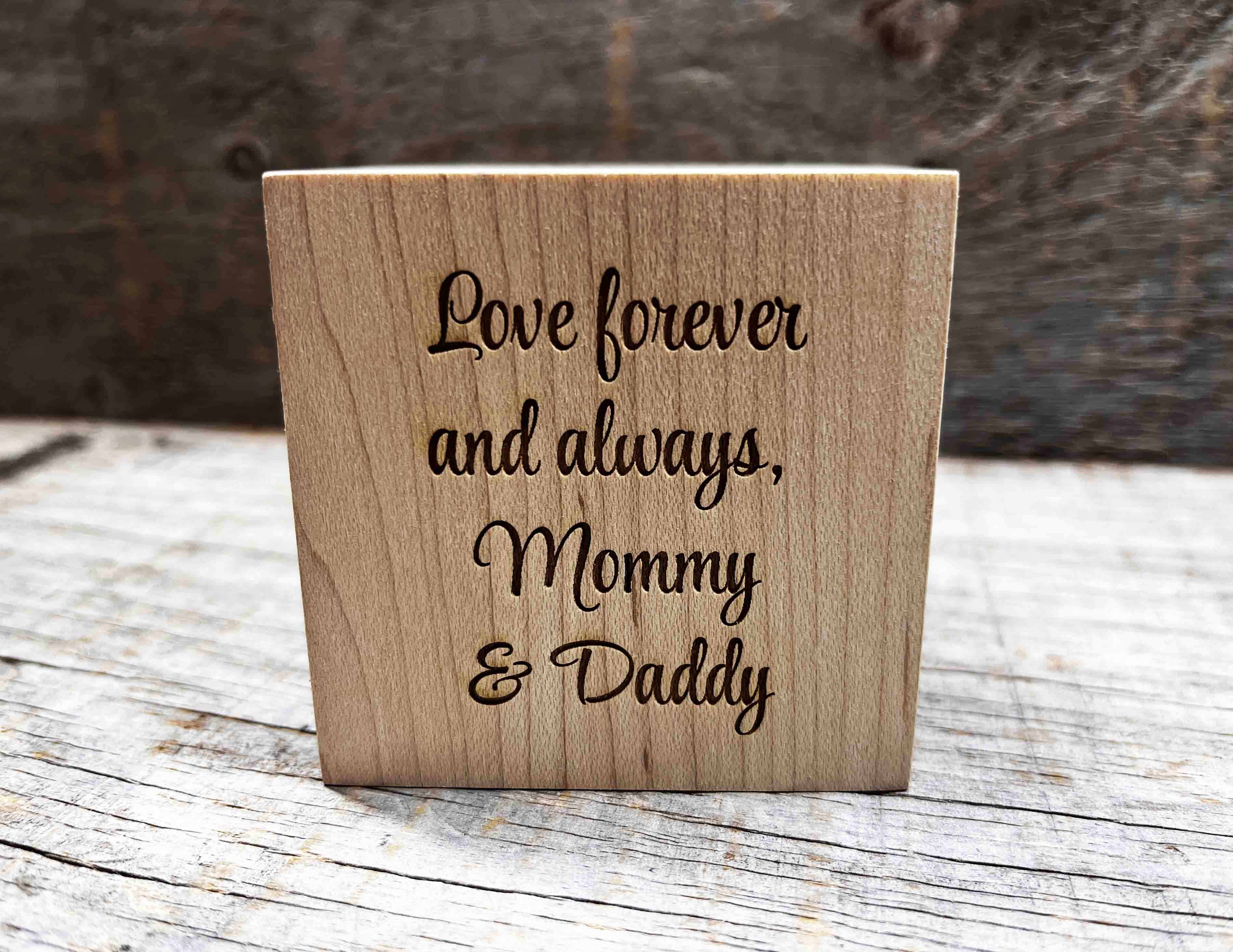 Engraved wooden Baby Block