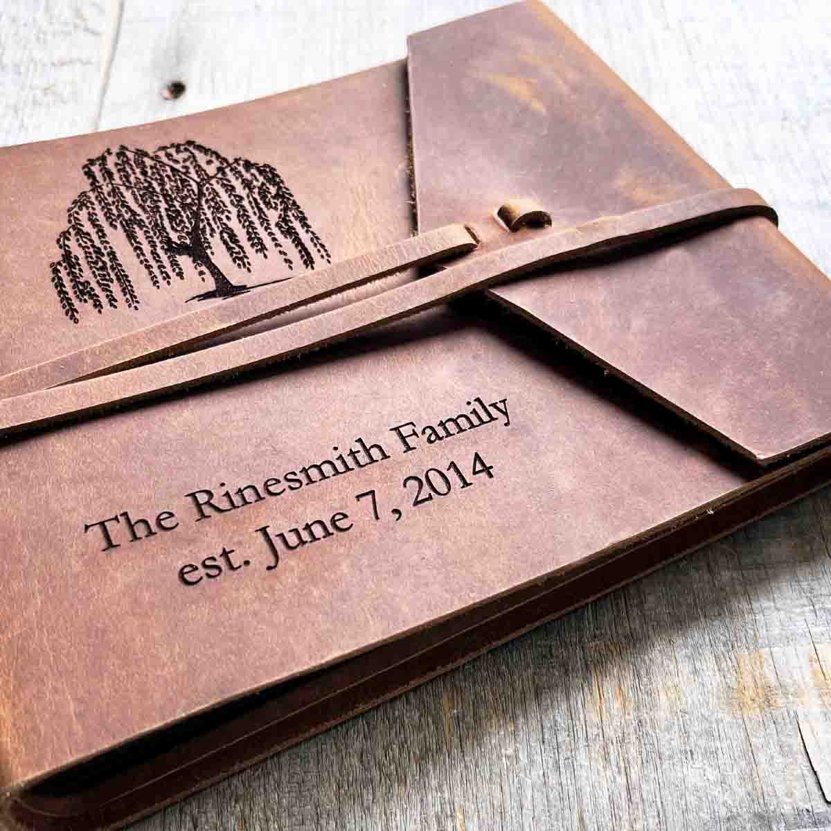 leather photo album engraved