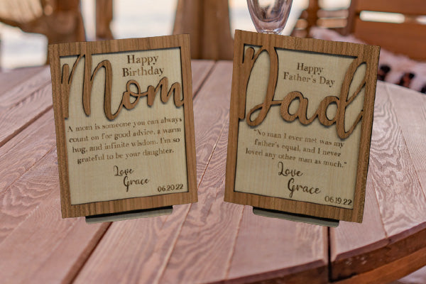 laser cut and engraved wooden cards