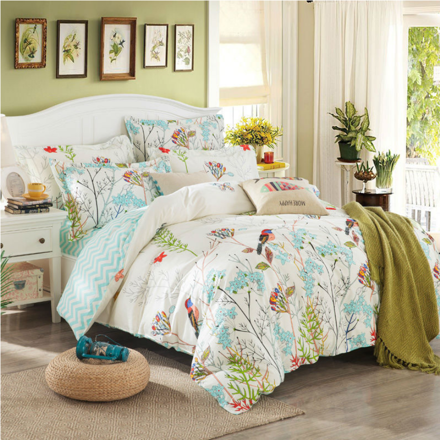 Svetanya Duvet Cover Set Pastoral Bird Printing Bedding Sets Queen