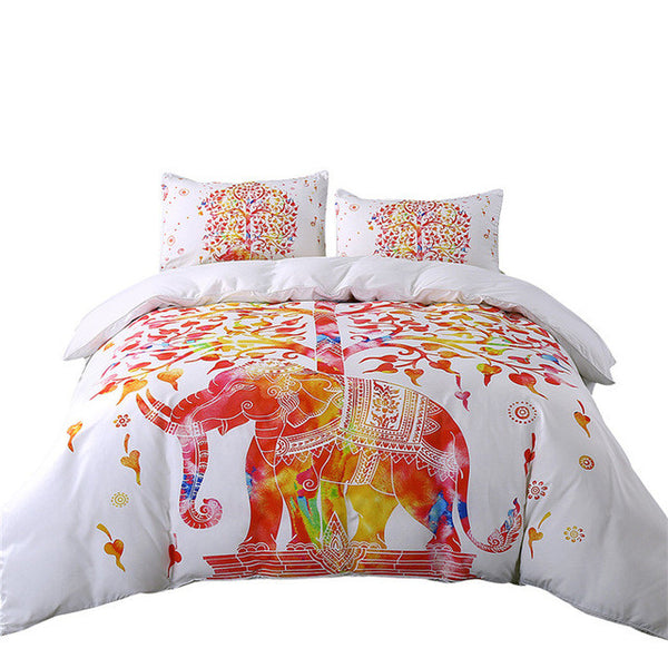 White And Red Bedding Set Boho Duvet Cover And Pillowcase Indian