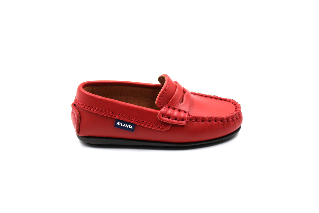 red penny loafers