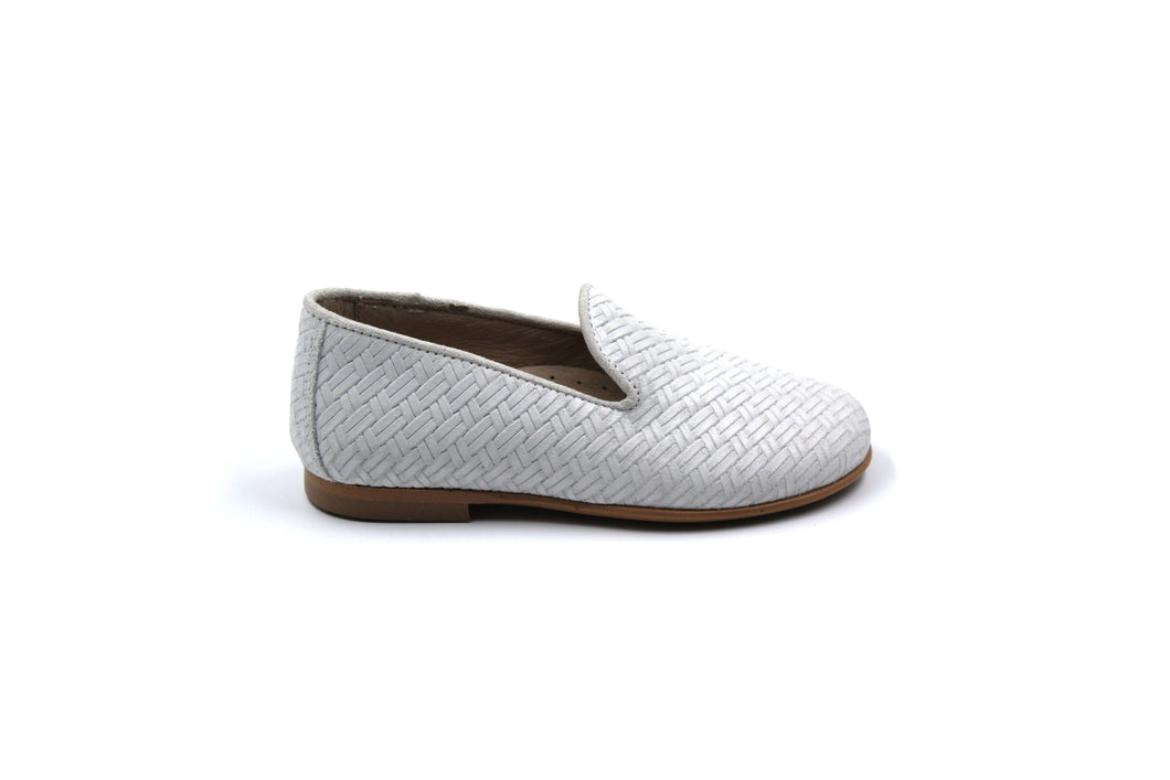 white woven shoes