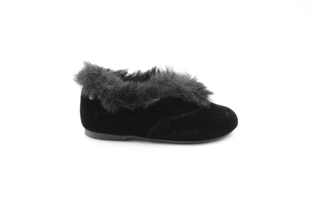 black shoes with fur