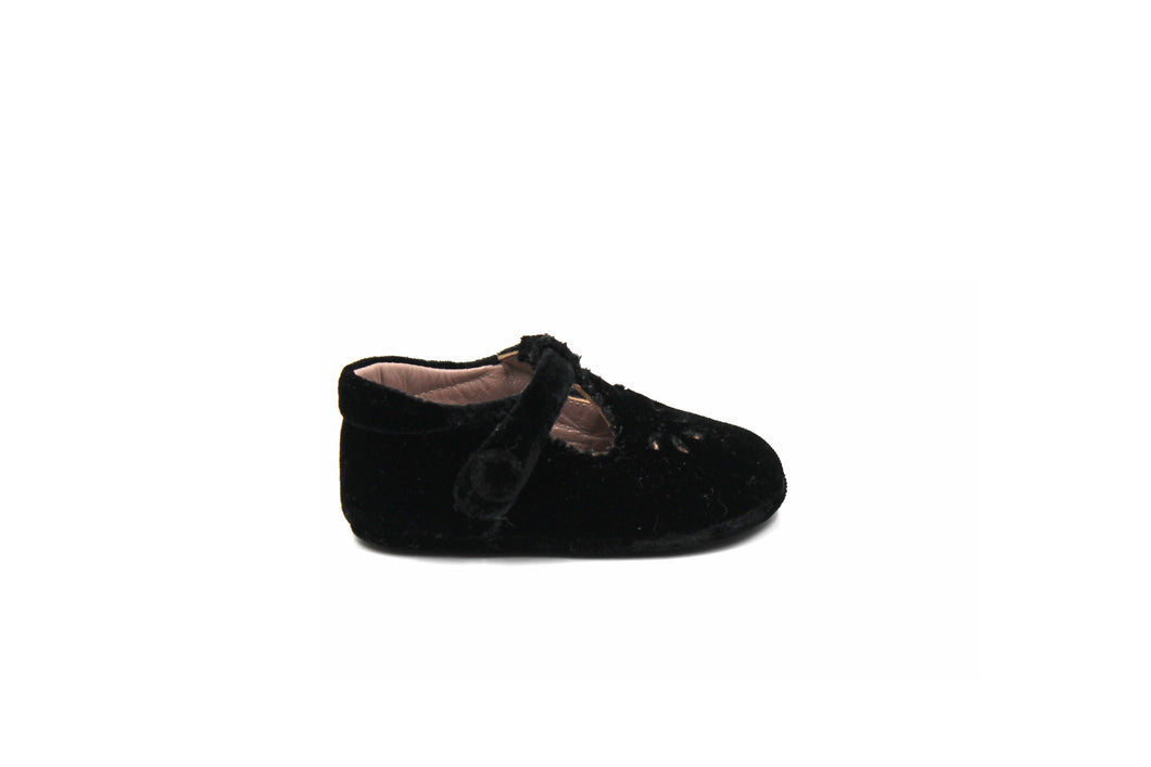 Papanatas Black Velvet Soft Baby Shoe 