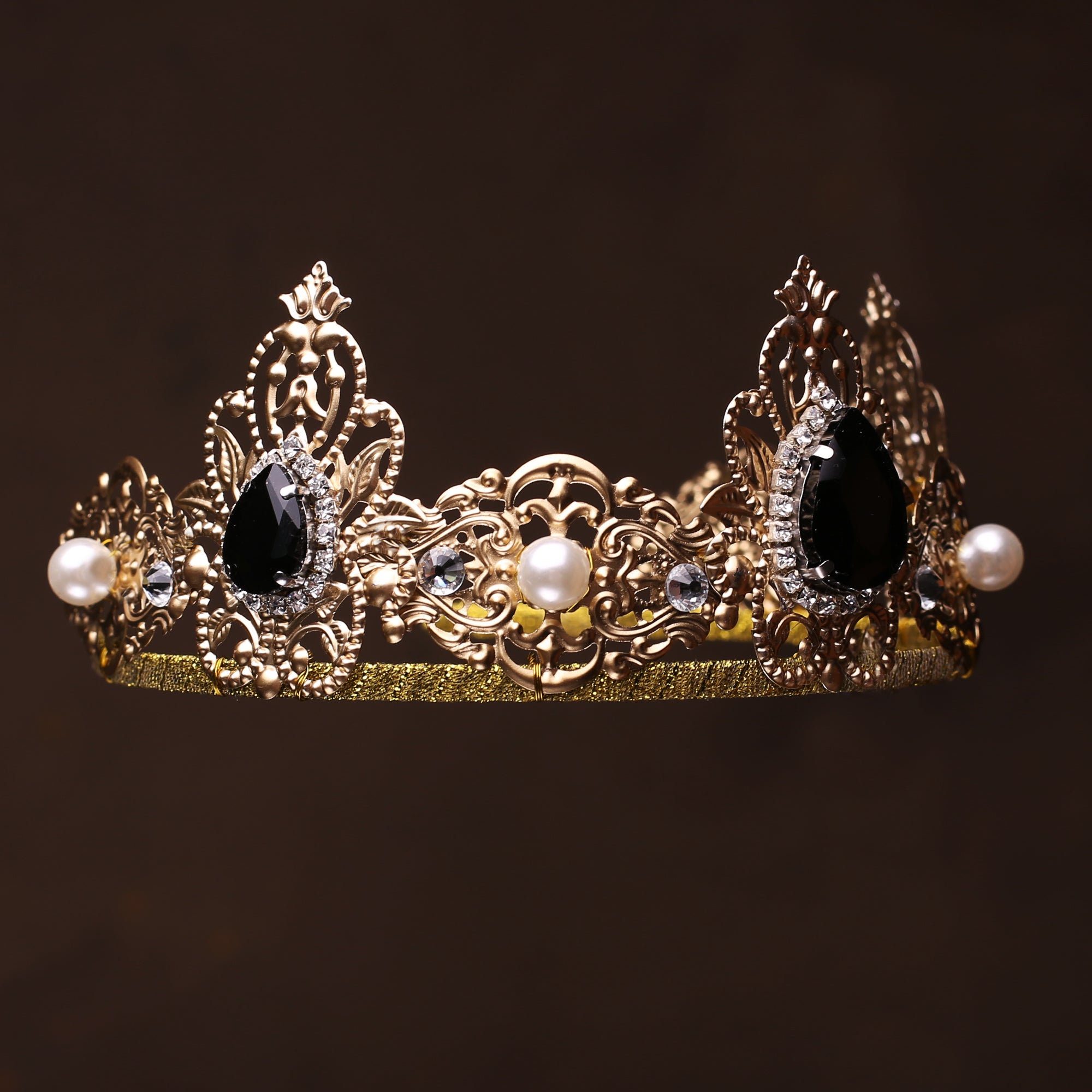 KATARZYNA Gold  Black  Filigree Tiara  Crown  olenagrin