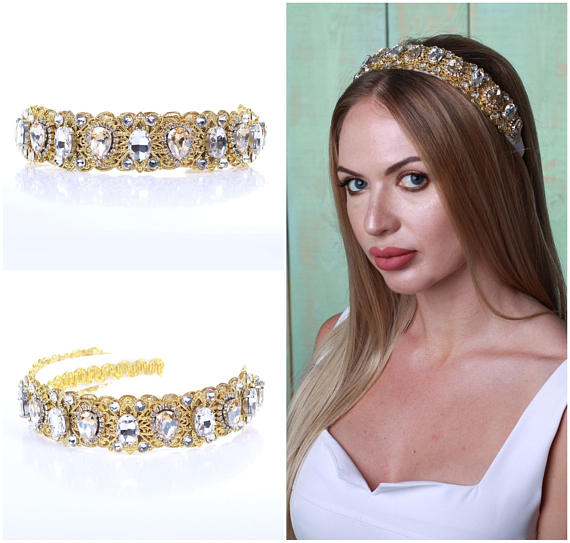 gold bridal headband