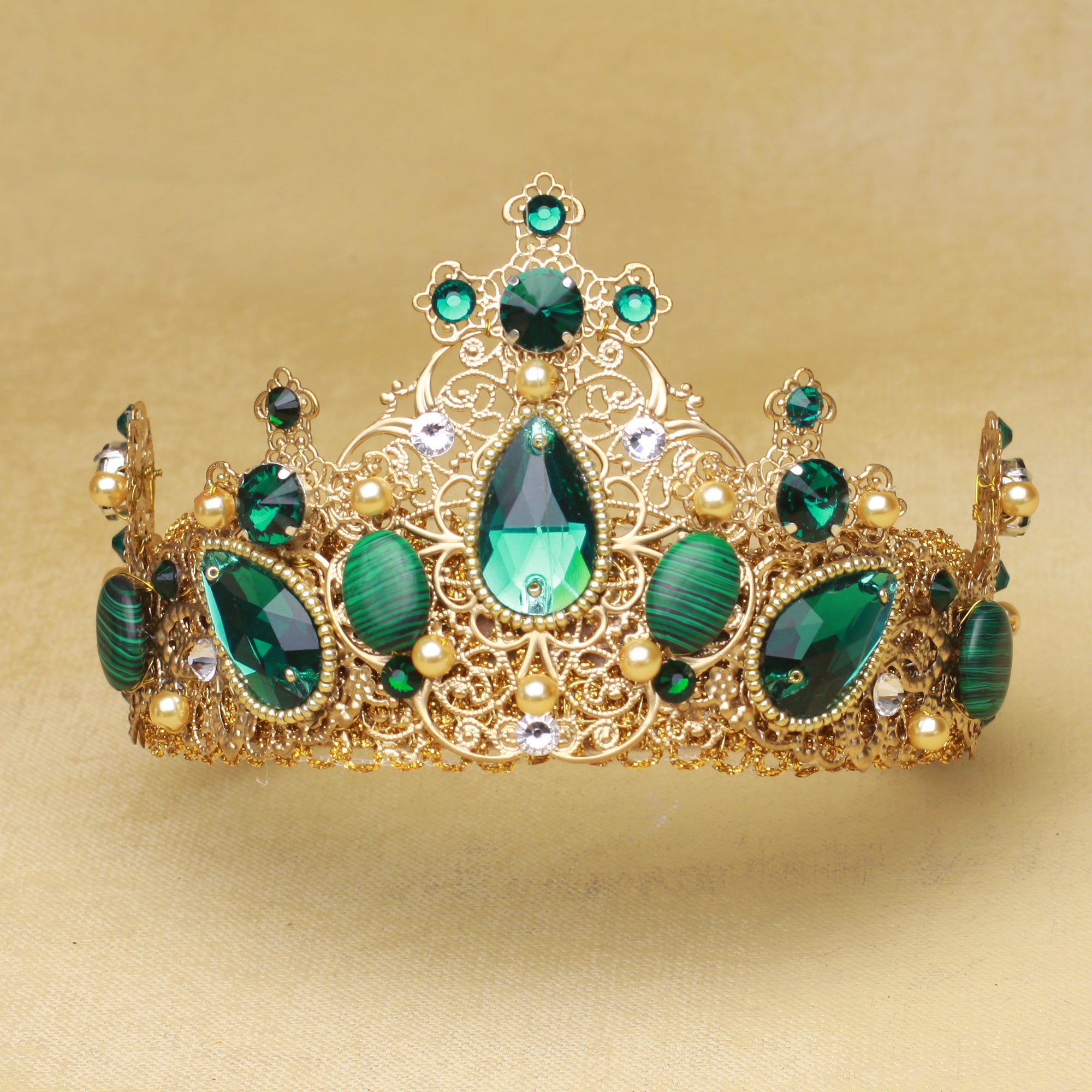 ESTELLE Emerald Queen Crown, Baroque Crown - olenagrin