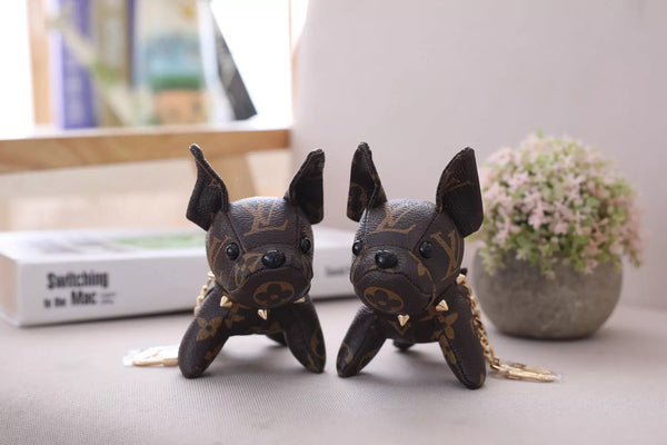 Upcycled Louis Vuitton French Bulldog Keychain - LingSense