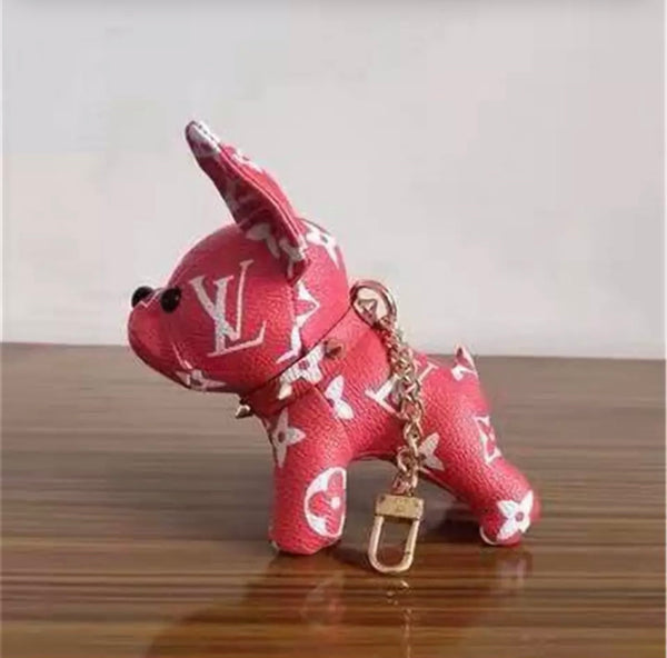 Upcycled Louis Vuitton French Bulldog Keychain