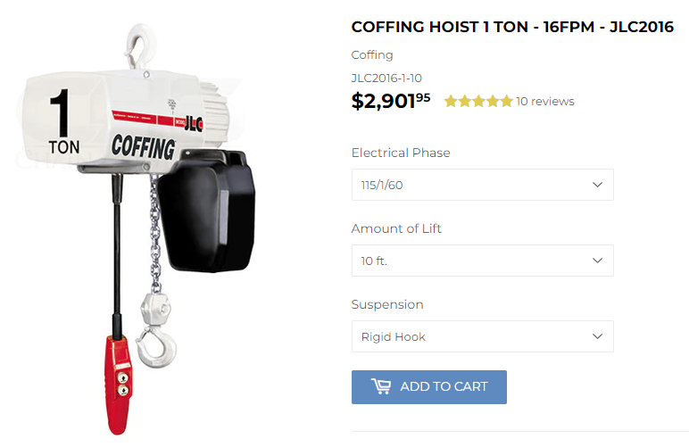 Coffing Chain Hoist 1 Ton Buy Now