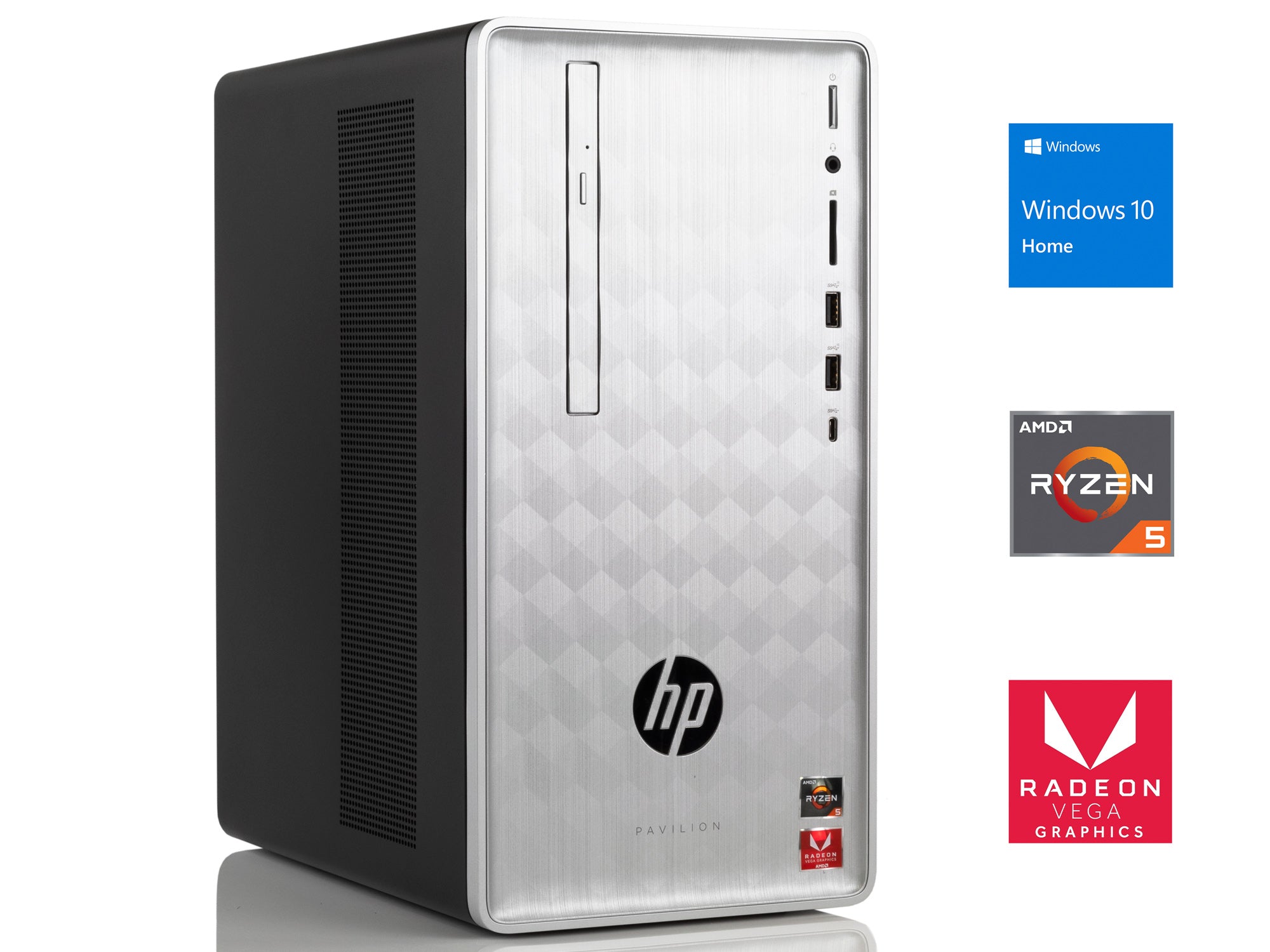 HP Pavilion 590 Micro Tower Desktop, Ryzen 5 2400G, 8GB RAM, 1TB HDD ...