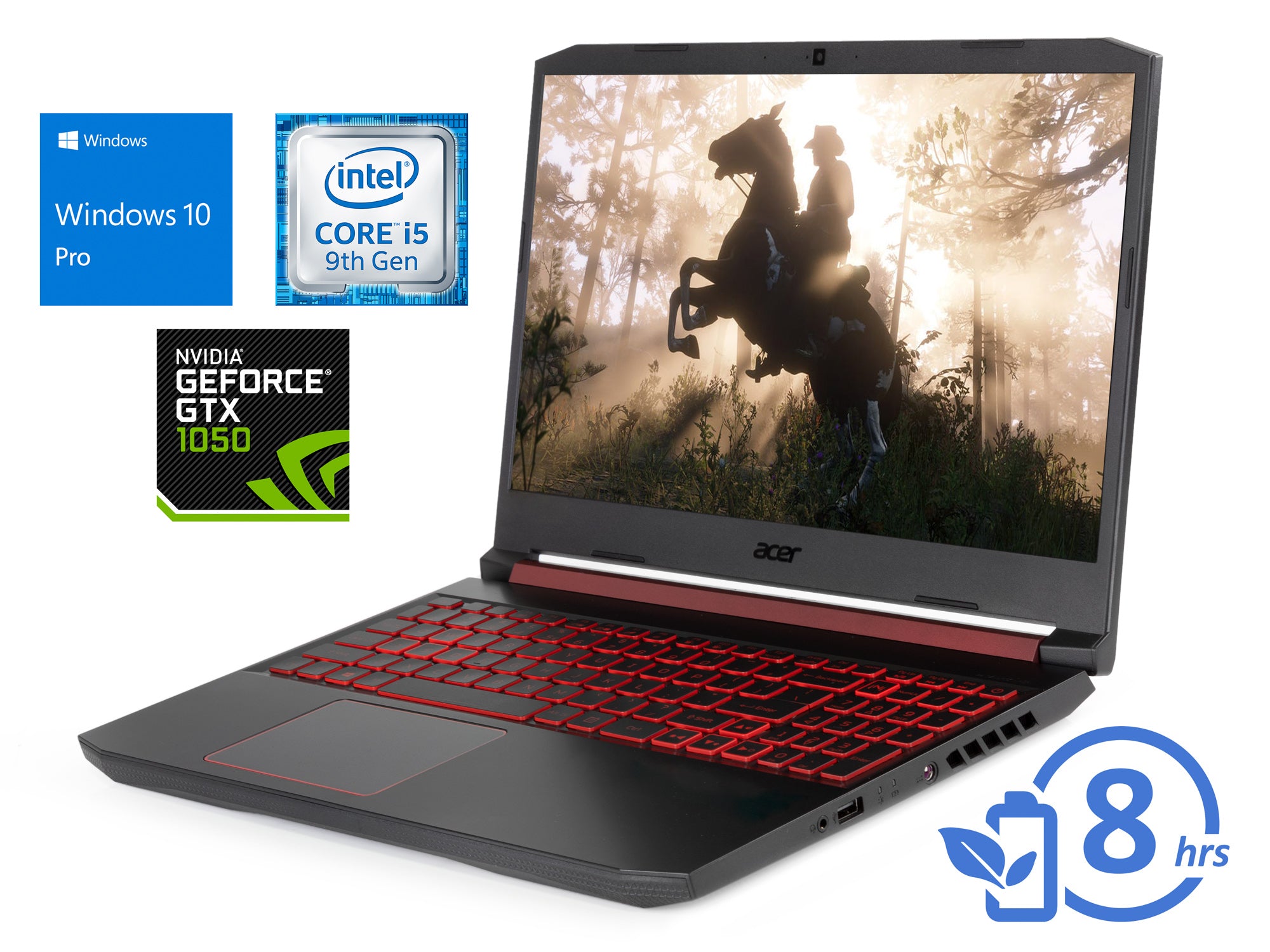 Acer 5, 15" FHD, i5-9300H, 8GB RAM, 512GB SSD, GTX 1050, Windows 10 Pro