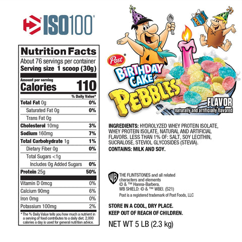 Dymatize Iso 100 Whey Protein Isolate New Limited Birthday Cake Fruity Pebbles Flinstones