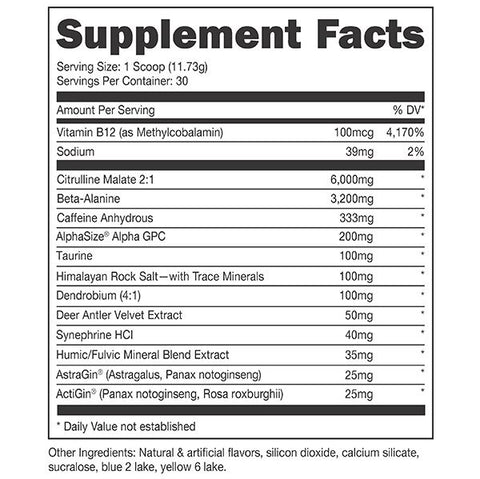 Bucked Up Woke AF Preworkout Black Series New Supplement Nutrition Label Facts