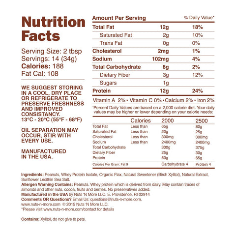 SALTED CARAMEL HIGH PROTEIN PEANUT SPREAD Nutrition Facts