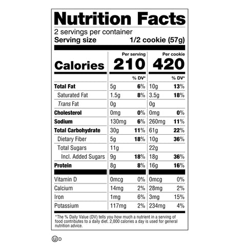 lenny and larry birthday cake cookie nutrition facts label