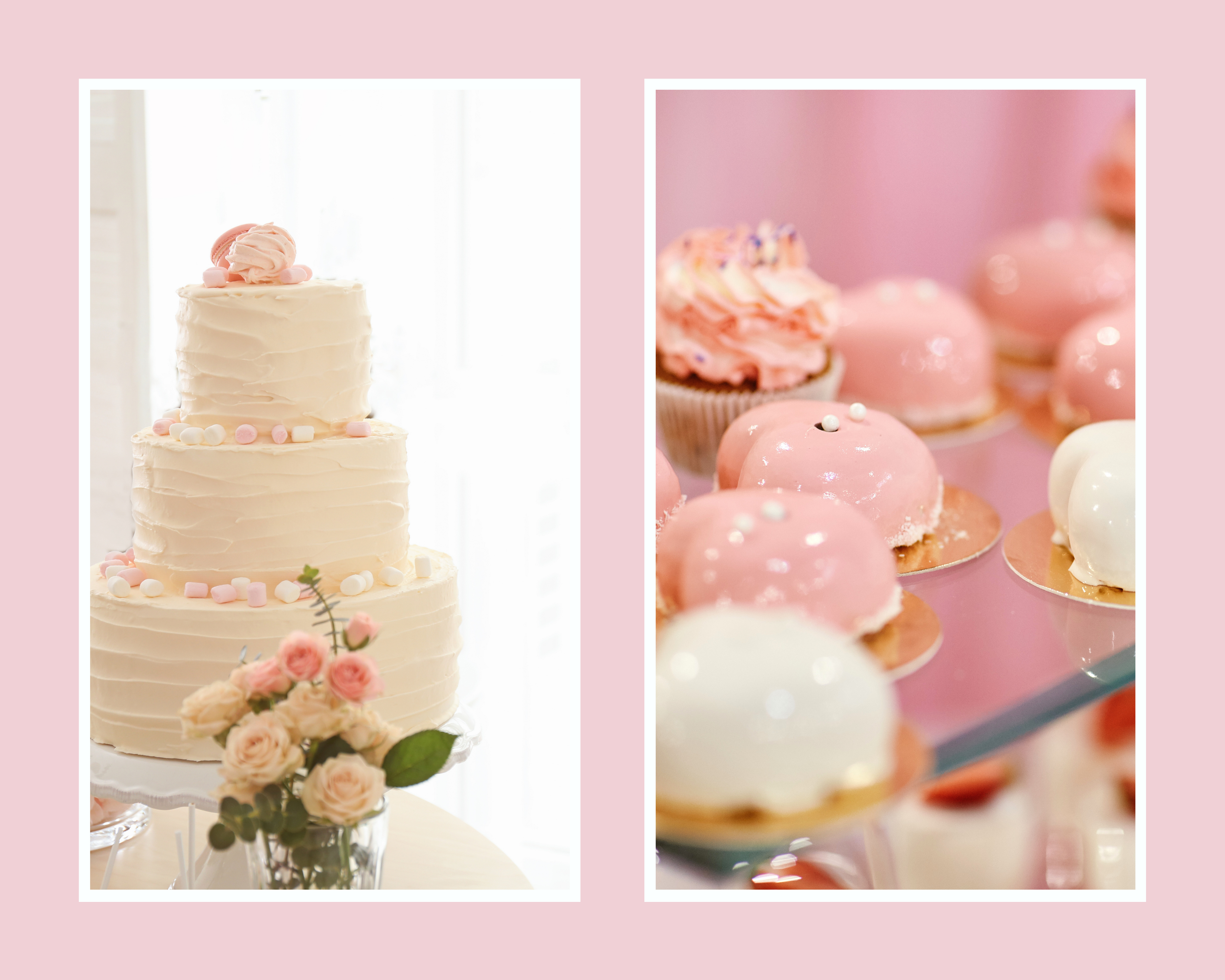 Γαμήλια τούρτα σε ροζ αποχρώσεις