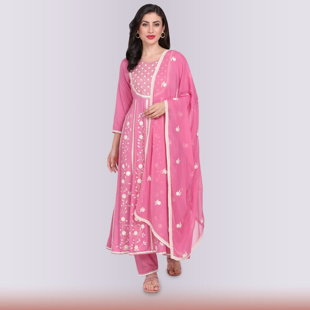 Naira Cut Modern dress - Pink | | Chiro's By Jigyasa