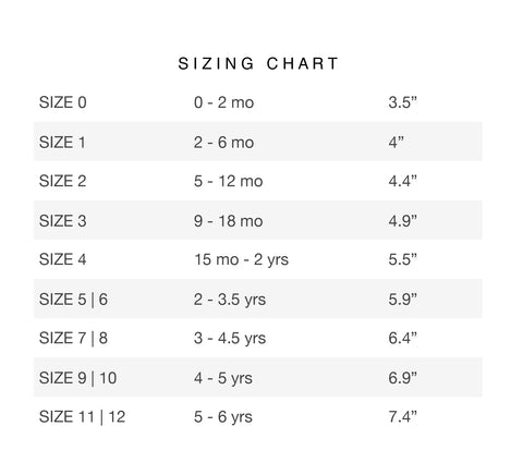 First Steps Moccasins Size Chart