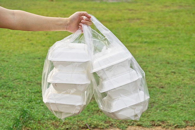 recyclable items with plastic bags