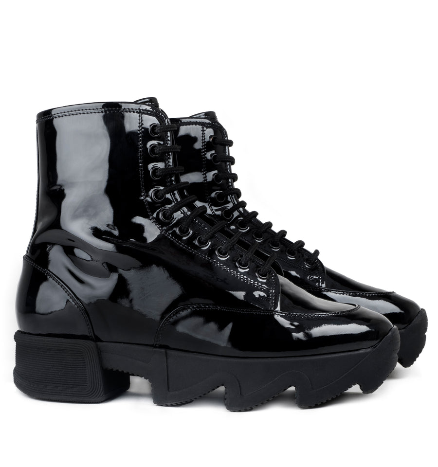 black patent leather boots