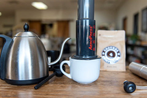 AeroPress placed on coffee mug