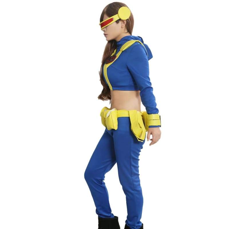 xcoser-de,Xcoser X-Men Cyclops Outfits Blue Spandex Cosplay Costume,Costumes