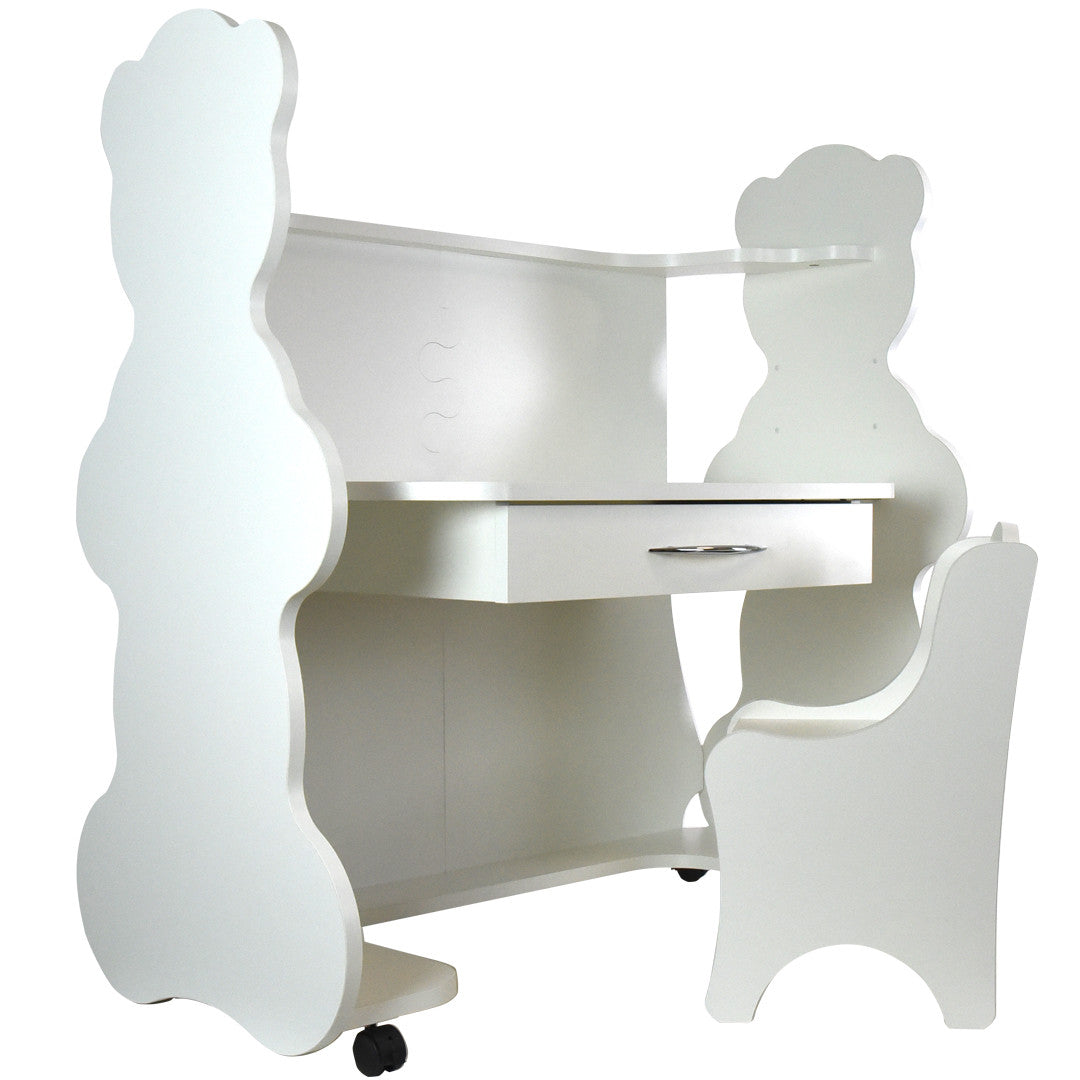 Mobile Height Adjustable Desk Bear White With Chair Ace Baby