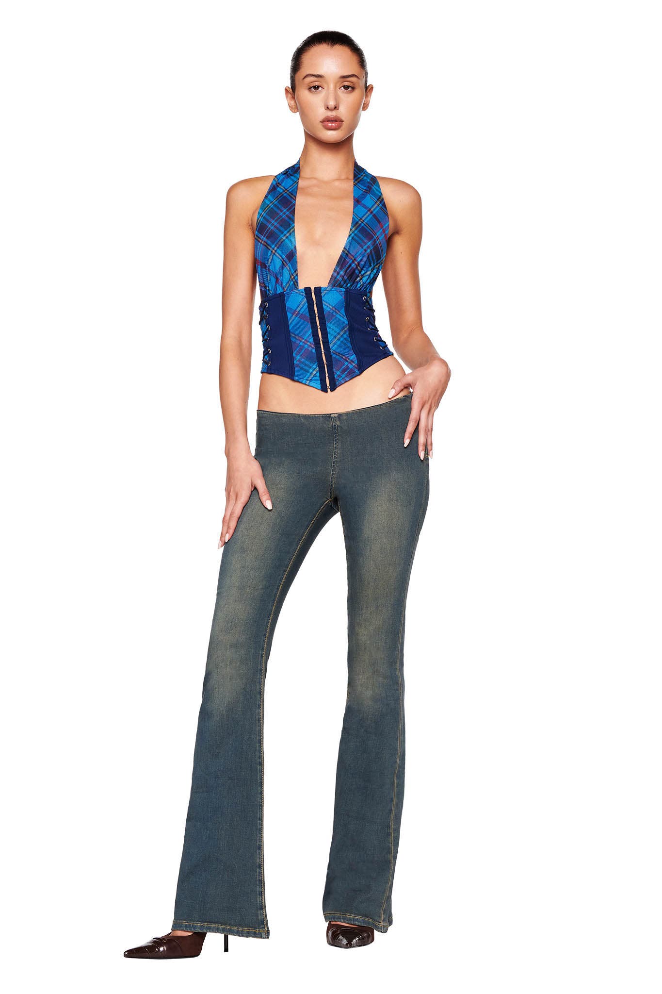 CELESTINA CORSET - BLUE : PLAID