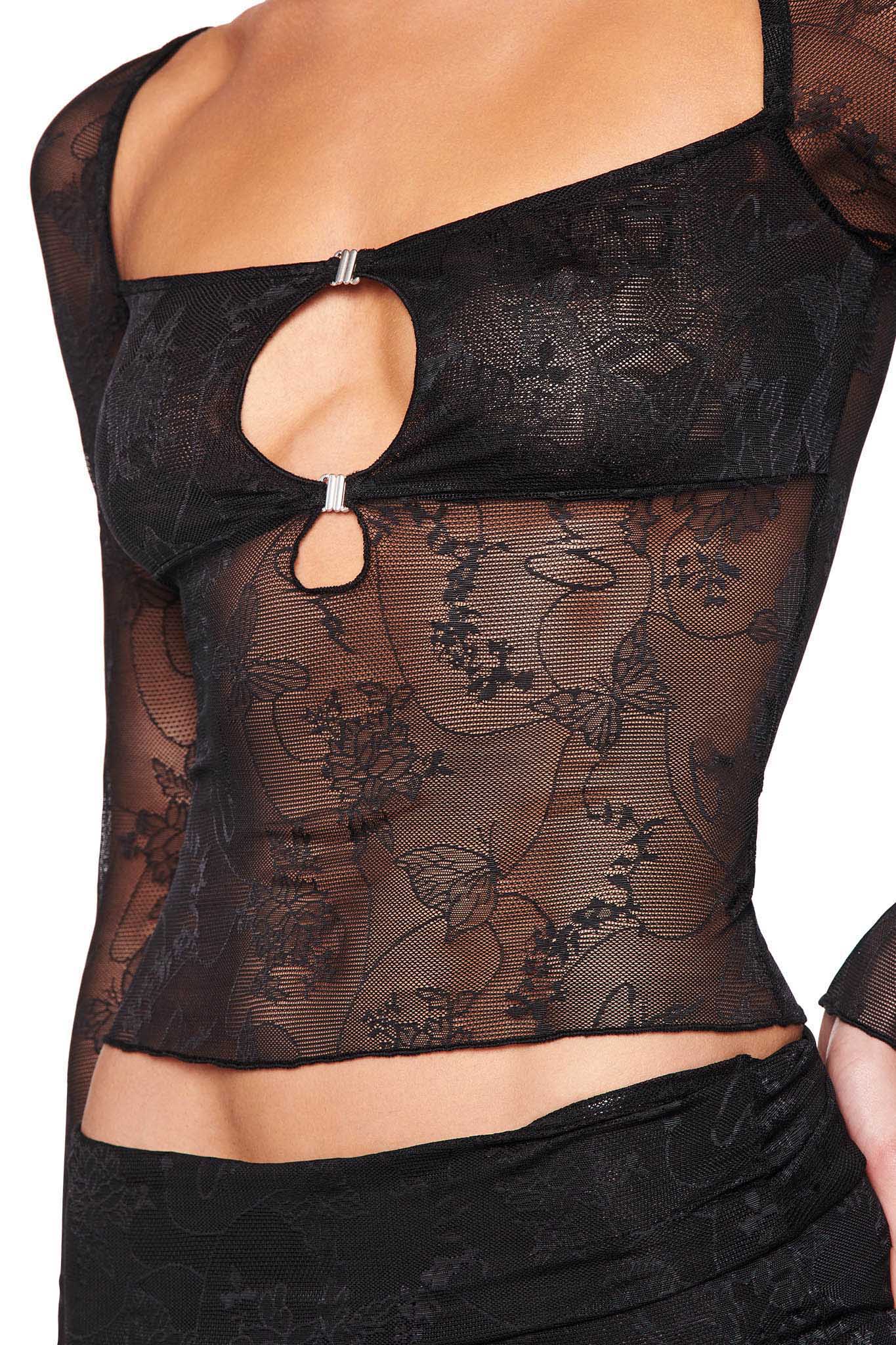 NALLIAH TOP - BLACK : LACE