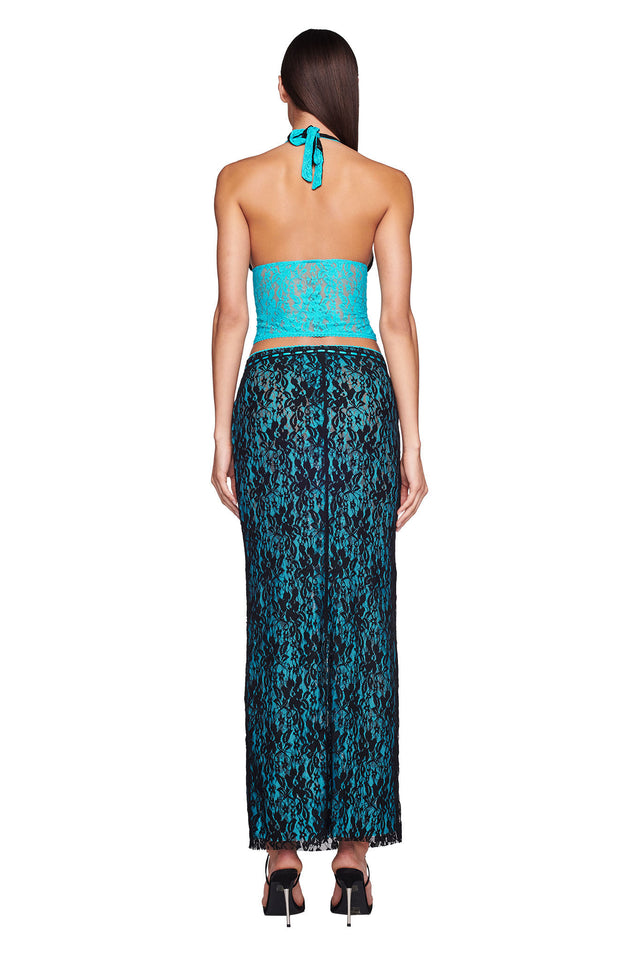 MARCELLA REVERSIBLE MAXI SKIRT - BLACK/BLUE