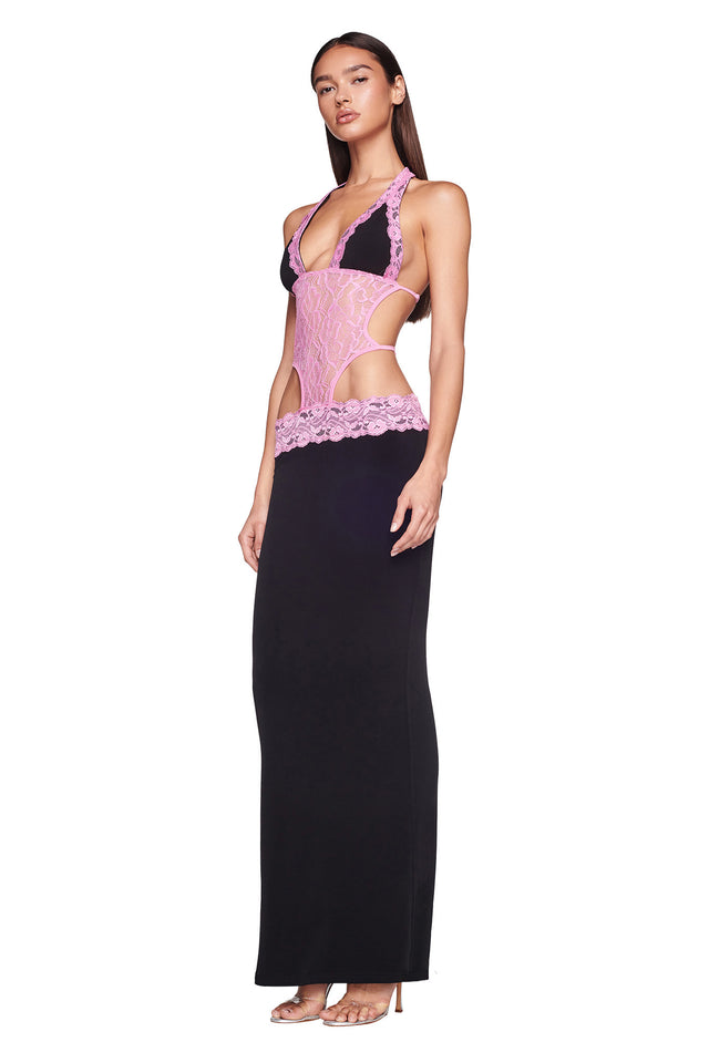 MAVEN MAXI DRESS - BLACK/PINK