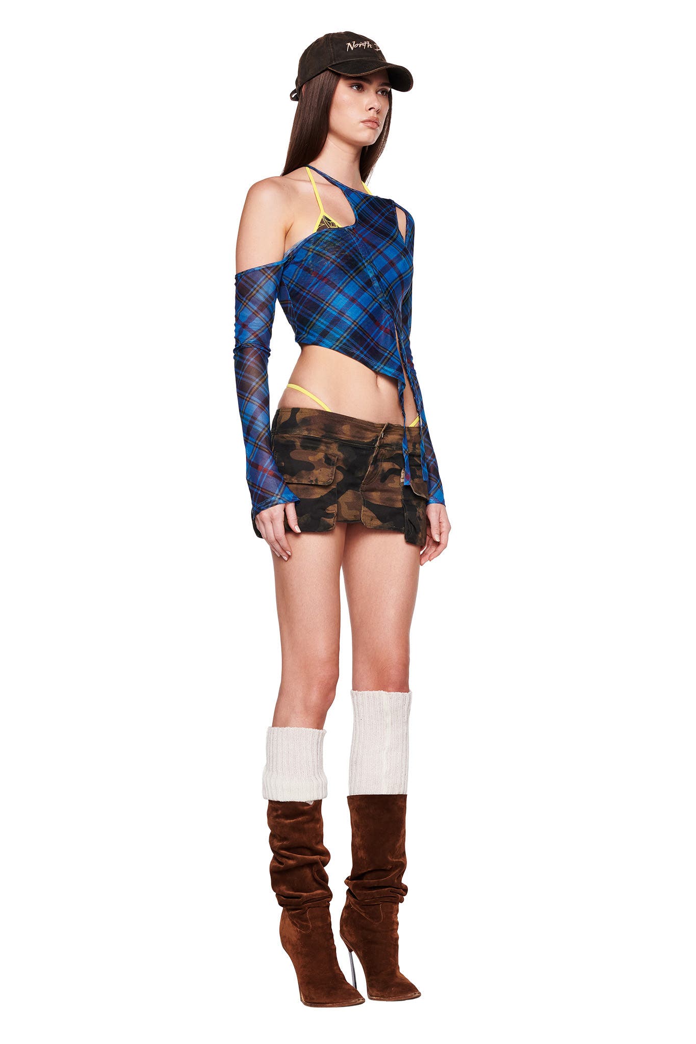 ANAFER TOP - BLUE : PLAID