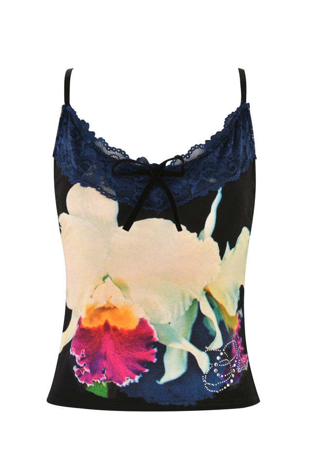 ADELLA TOP - BLACK : FLORAL : BLACK ORCHID