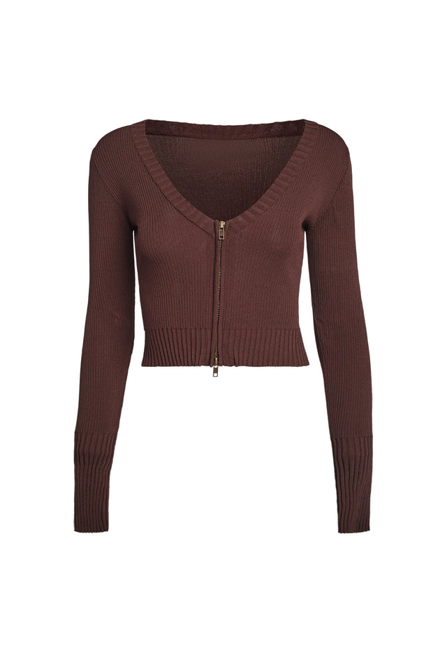 THEA KNIT TOP - BROWN