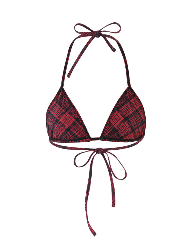 MARTINA BIKINI TOP - RED PLAID