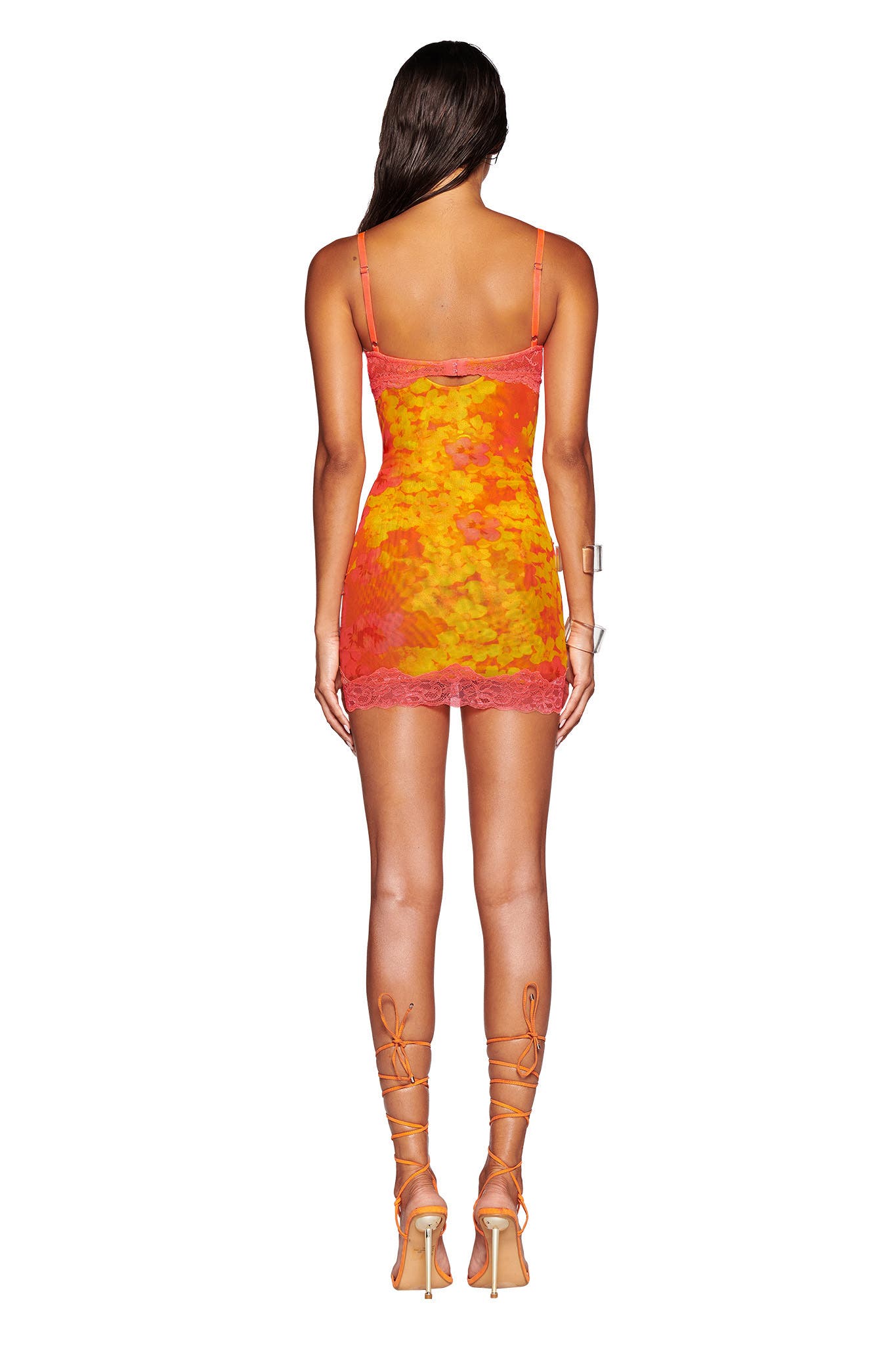 CALYPSO MINI DRESS - ORANGE : NEON FLORAL