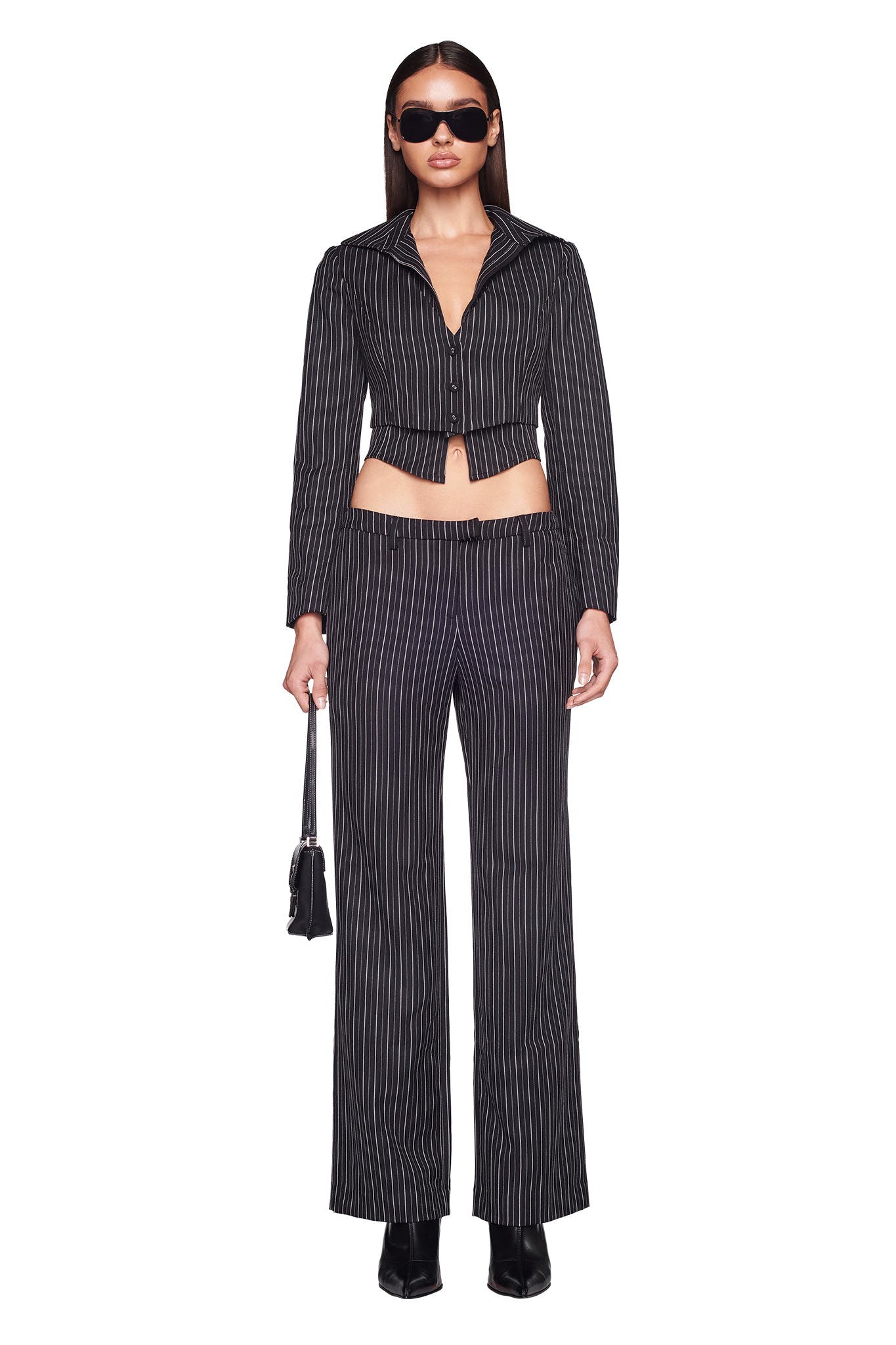 HAVENA JACKET - BLACK : PINSTRIPE