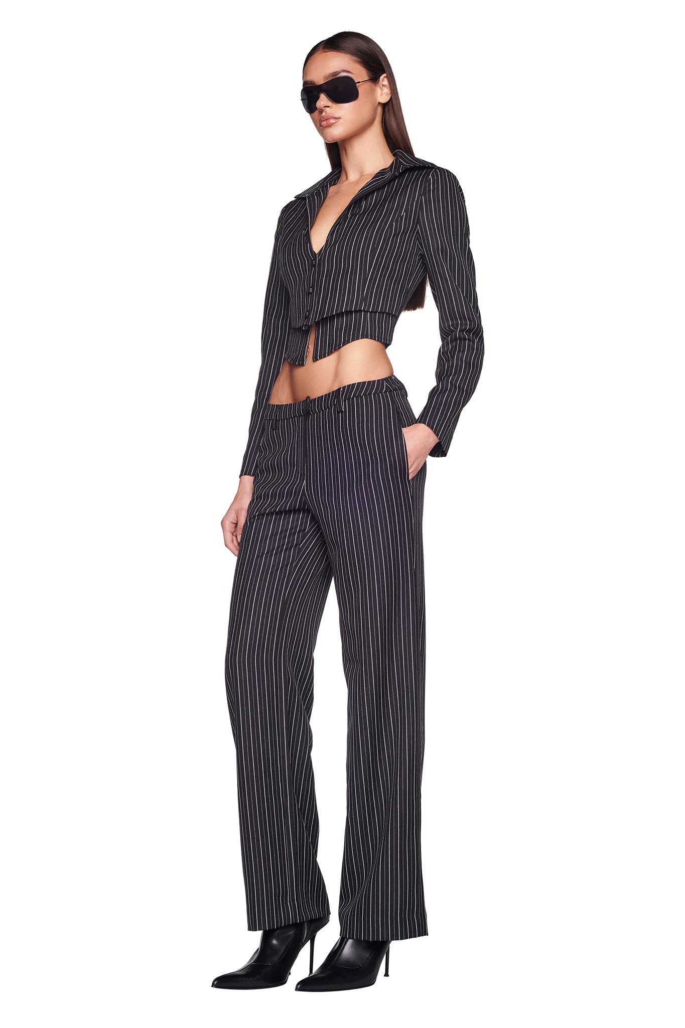 HAVENA PANT - BLACK : PINSTRIPE